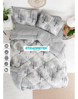 ETE HOMETEX ÇİFT KİŞİLİK WELSOFT YORGAN 195X215CM AĞAÇ DESEN GRİ 8696474231712