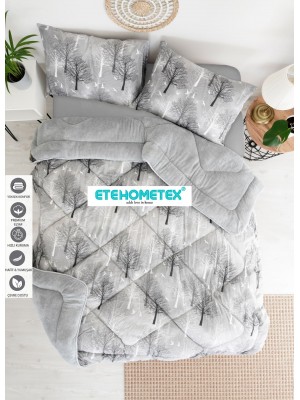 ETE HOMETEX ÇİFT KİŞİLİK WELSOFT YORGAN 195X215CM AĞAÇ DESEN GRİ 8696474231712