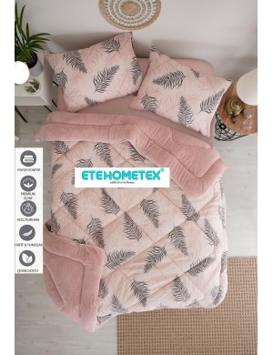 	ETE HOMETEX ÇİFT KİŞİLİK WELSOFT YORGAN 195X215CM YAPRAK DESEN PUDRA 8696474231660