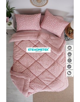 ETE HOMETEX ÇİFT KİŞİLİK WELSOFT YORGAN 195X215CM YILDIZ DESEN PUDRA 8696474231662