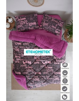 ETE HOMETEX ÇİFT KİŞİLİK WELSOFT YORGAN 195X215CM YAZILI MÜRDÜM 8696474231670