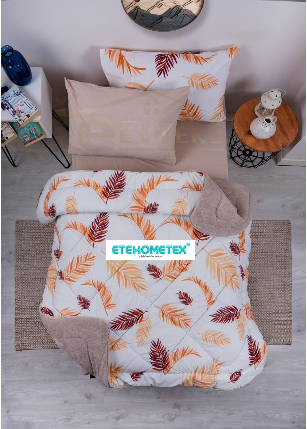 ETE HOMETEX TEK KİŞİLİK WELSOFT YORGAN 155X215CM TÜY DESEN BEJ 8696474231752