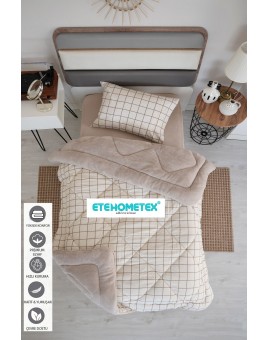 ETE HOMETEX TEK KİŞİLİK WELSOFT YORGAN 155X215CM KARE BEJ 86964742311737