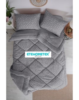 ETE HOMETEX ÇİFT KİŞİLİK WELSOFT YORGAN 195X215CM YILDIZ DESEN GRİ 8696474231736