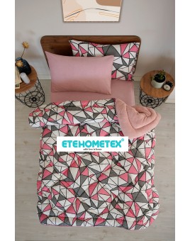 ETE HOMETEX TEK KİŞİLİK WELSOFT YORGAN 155X215CM GEOMETRİK DESEN PUDRA 8696474231755