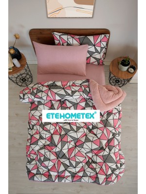 ETE HOMETEX TEK KİŞİLİK WELSOFT YORGAN 155X215CM GEOMETRİK DESEN PUDRA 8696474231755