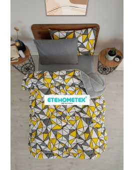 ETE HOMETEX TEK KİŞİLİK WELSOFT YORGAN 155X215CM GEOMETRİK DESEN GRİ-SARI 8696474231757